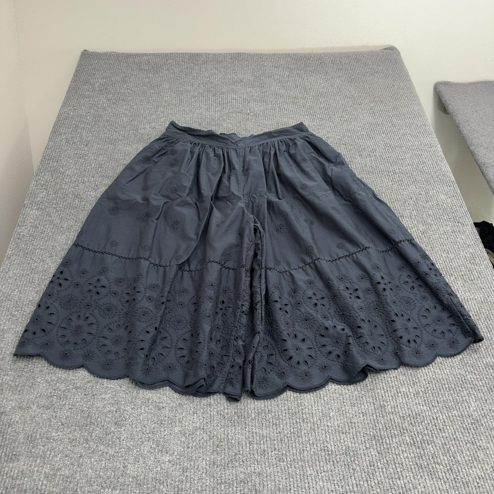 Maeve Culottes Women XL Black Cotton Eyelet Embroidered Wide Leg Boho Style